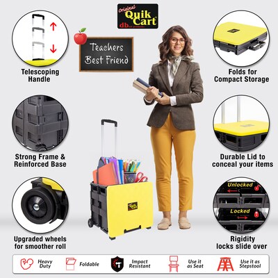 Dbest Quik Cart Collapsible Rolling Crate, Yellow (01-909)