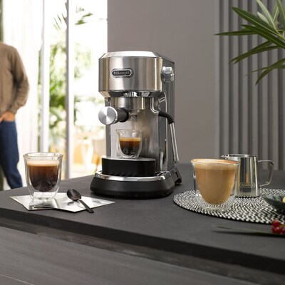 DeLonghi Dedica Maestro 2-Cups Steam Espresso Machine, Stainless Steel (EC900M)