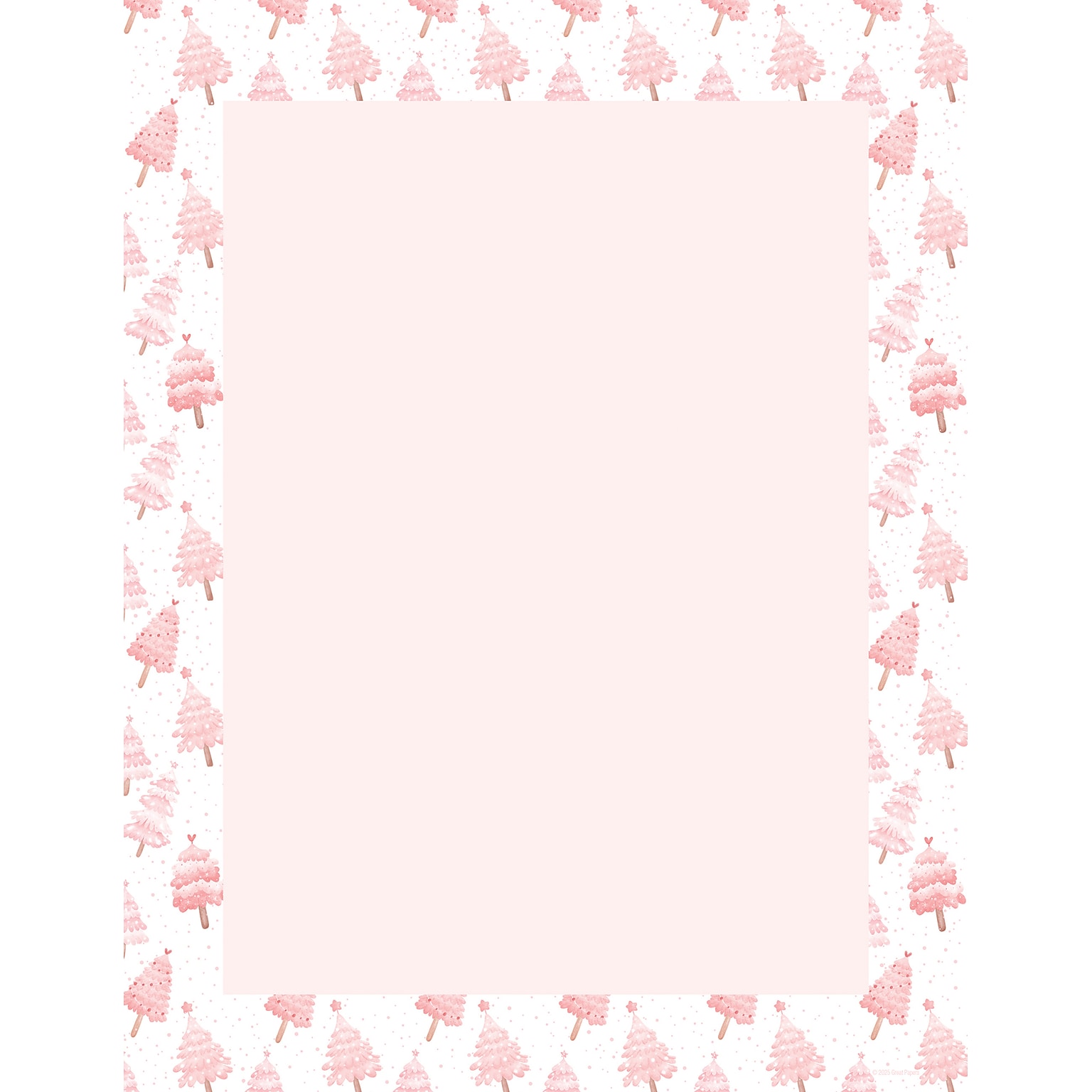 Great Papers! Pink Christmas Tree Holiday Letterhead, Pink, 50/Pack (2025042)