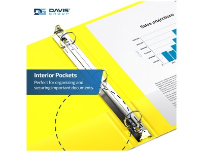 Davis Group Premium Economy 1 1/2" 3-Ring Non-View Binders, Yellow, 6/Pack (2312-05-06)