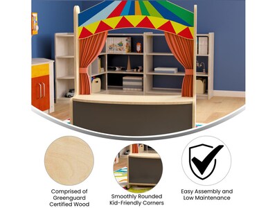 Flash Furniture Bright Beginnings Puppet Theater with Removable Curtains and Magnetic Chalkboard, Multicolor (MK-ME19202-GG)