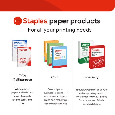 Staples Brights Multipurpose Paper, 24 lbs., 8.5" x 11", Lime, 500/Ream (20105)