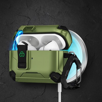SaharaCase Raider Series Heavy Duty Case Compatible with Magsafe for Airpods Pro 3, Secure Lock, Cactus Green (HP00217)