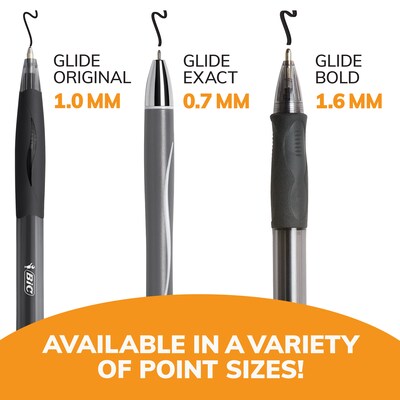 BIC GLIDE Bold Retractable Ballpoint Pen, Bold Point, 1.6mm, Black Ink, Dozen (VLGB11-BLK)