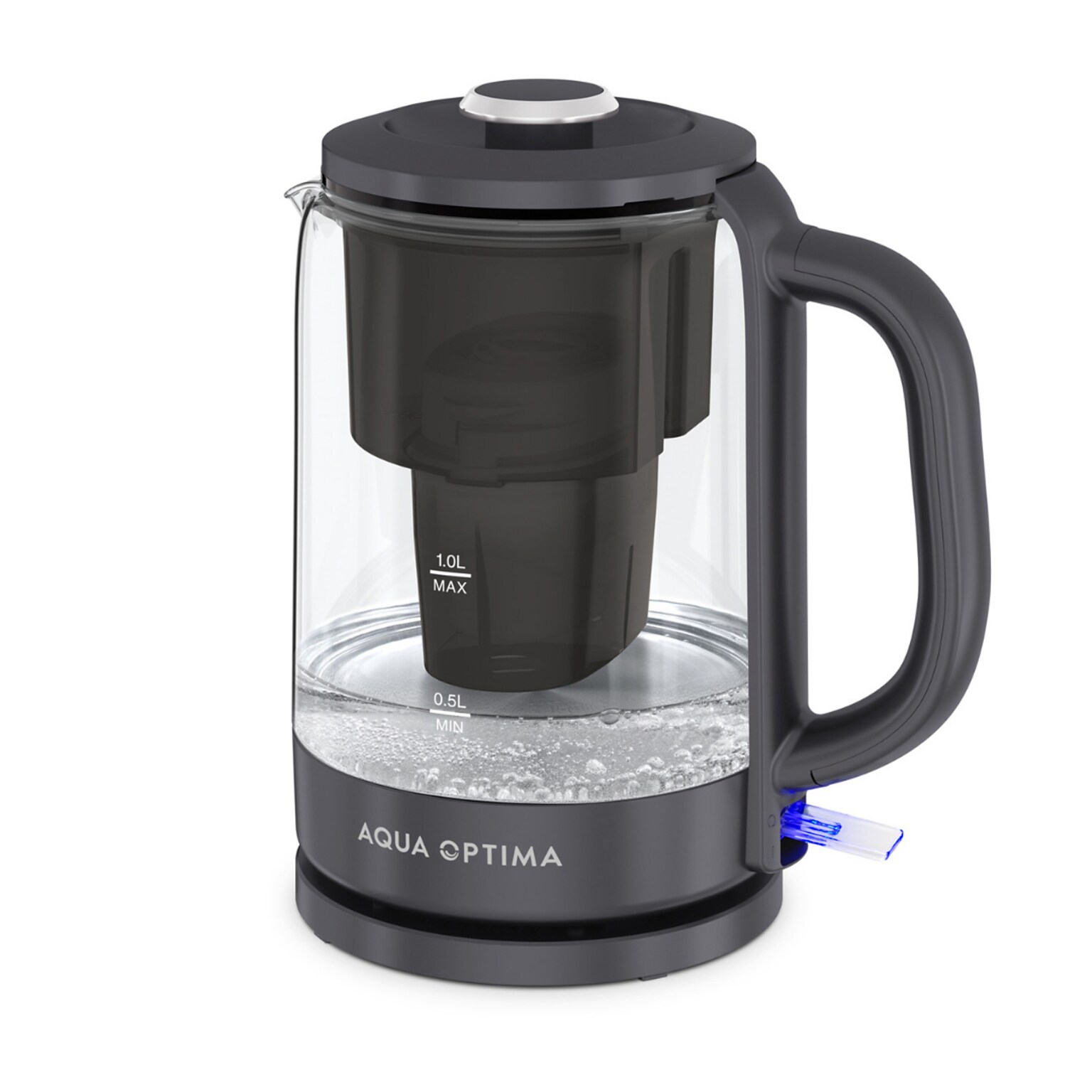 Aqua Optima KT3001 Glass Electric Kettle with Water Filter, 7-Cups, Black