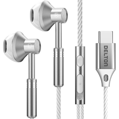 Delton 18EC USB-C Earbuds with Microphone, White (DWH18ECWH)