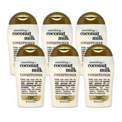 OGX Nourishing Coconut Milk Conditioner, 3 oz Bottle, 6 Bottles/Bag, 20 Bags/Carton