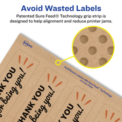Avery Laser/Inkjet Rectangle Multipurpose Labels, 9.75" x 1.25", Kraft Brown, 125 Labels/Pack ( 94262)