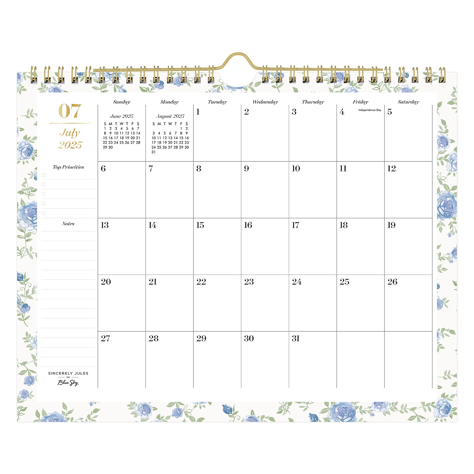 2025-2026 Blue Sky Sincerely Jules Forget Me Not 11 x 8.75 Academic Monthly Wall Calendar, Multicolored (155325)