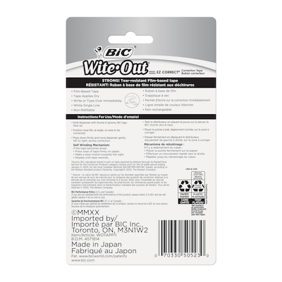 Bic Wite Out EZ Correct 39.3 Ft. White Correction Tape - Power