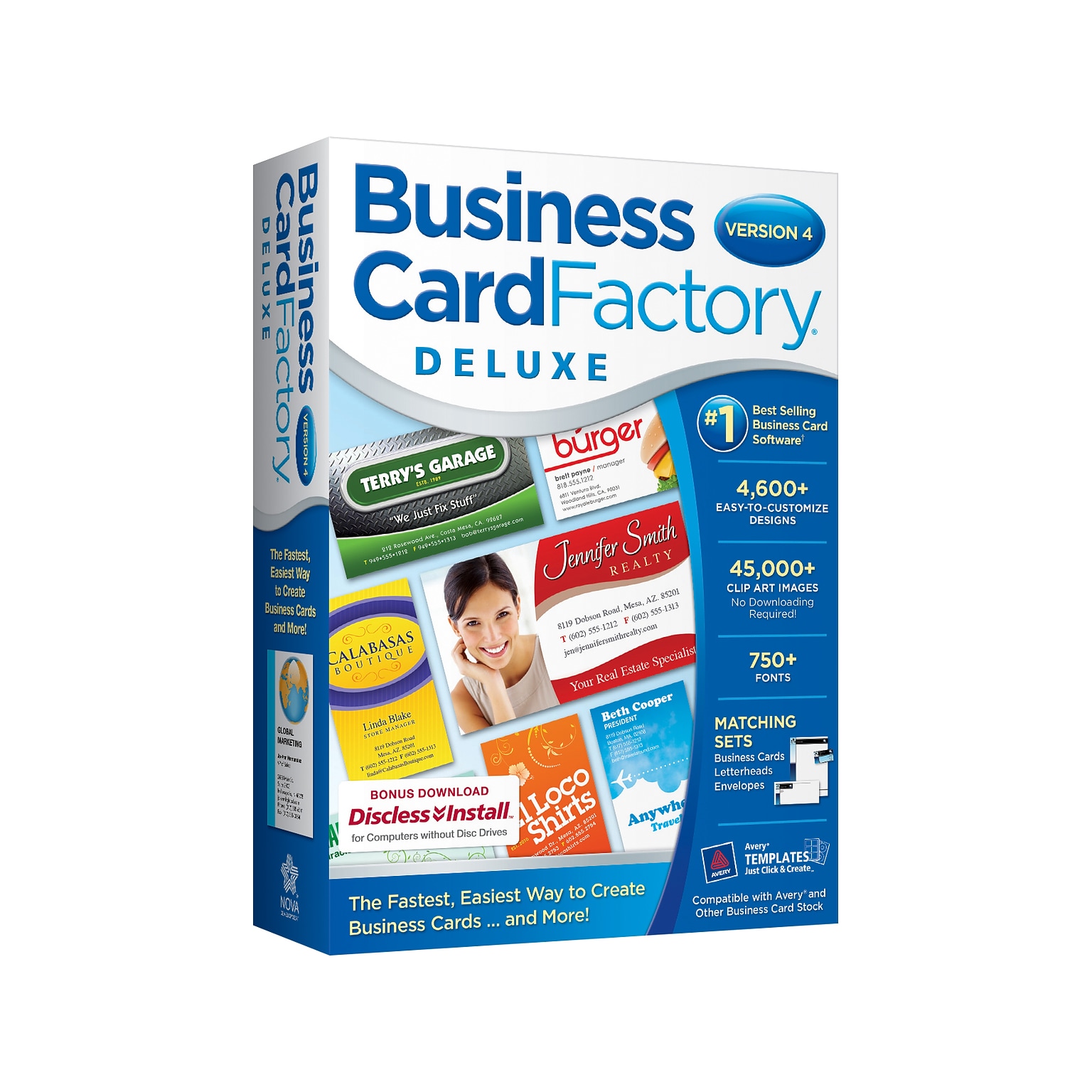 Avanquest Business Card Factory Deluxe 4.0 Design & Creative Printing for Windows, 1 User [Download]