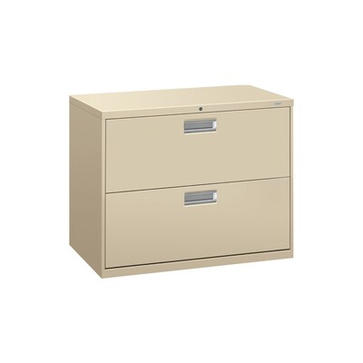 HON Brigade 600 Series 2-Drawer Lateral File Cabinet, Locking, Letter/Legal, Putty/Beige, 36W (H682.L.L)