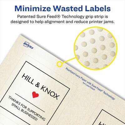 Avery Laser/Inkjet Square Pearlized Labels, 3" x 3", Ivory, 300 Labels/Box (94101)