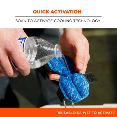 Chill-Its 6611 Hard Hat Cooling Sweatband Pad, Microfiber, Blue, 3/Pack (12447)