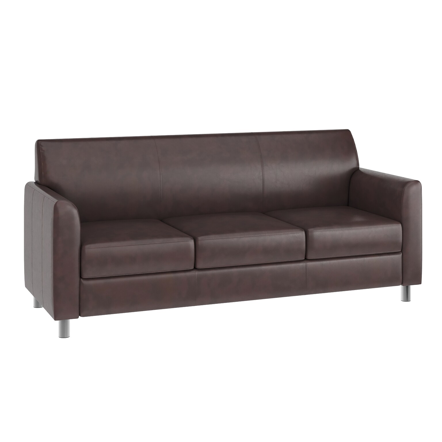 Flash Furniture Hercules Diplomat LeatherSoft Sofa, Brown/Chrome Legs (BT8273BNCHR)