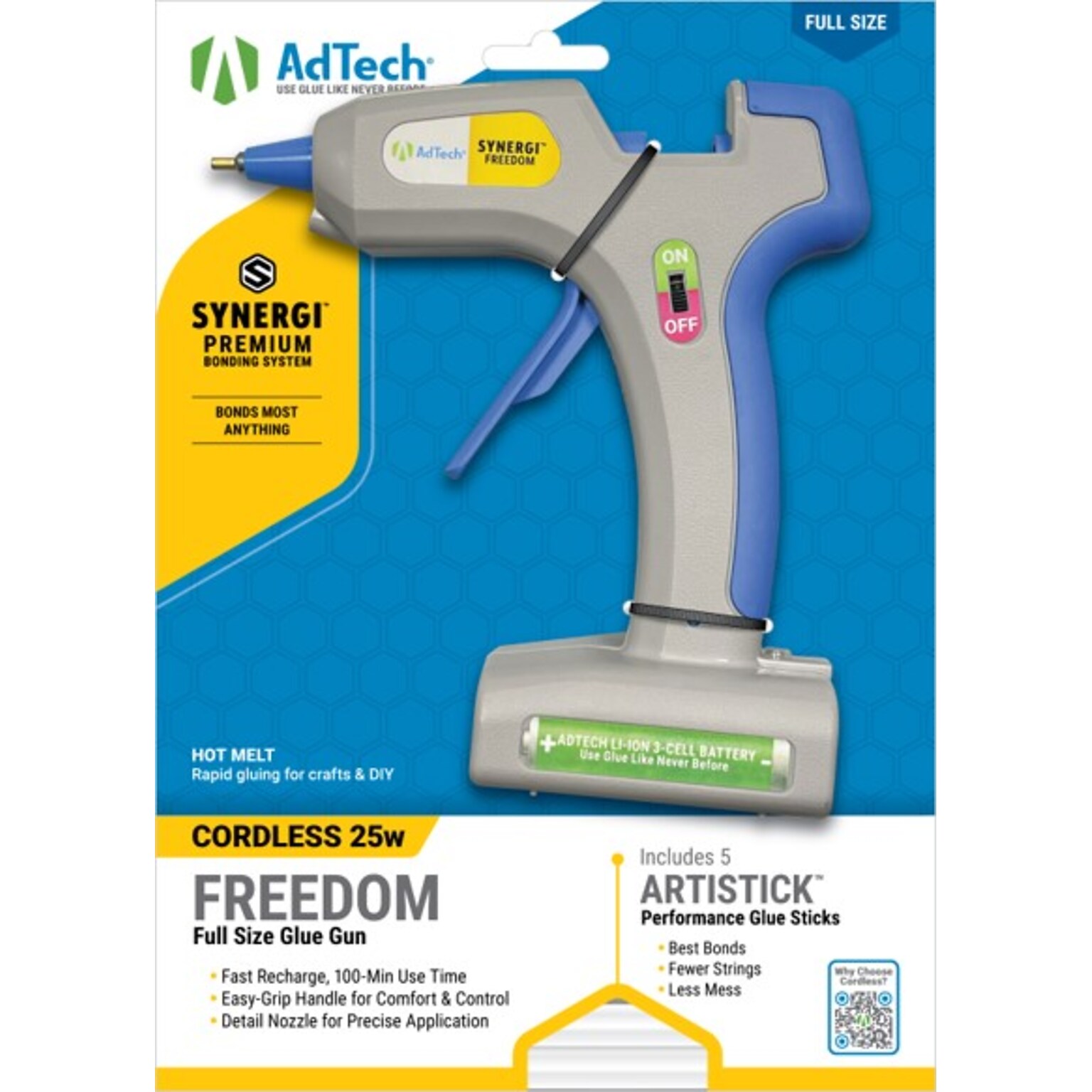 AdTech Cordless Mid Temp Full Size Glue Gun, White (4100)