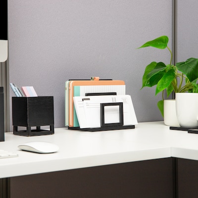 Mind Reader Metal Desk Organizer, Black (LET3WD-BLK)