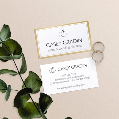 Avery Business Cards, 2" x 3 1/2", White/Gold, 10 Cards/Sheet, 10 Sheets/Pack, 100 Cards/Pack (3327)