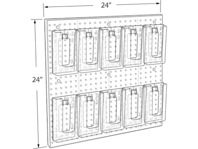 Azar Pegboard 10-Pocket Wall Brochure Holder, 24" x 24", Clear (700680)