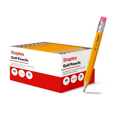 Staples Golf Pre-Sharpened Wooden Pencil, 2.2mm, #2 Medium Lead, 72/Pack (ST63546)