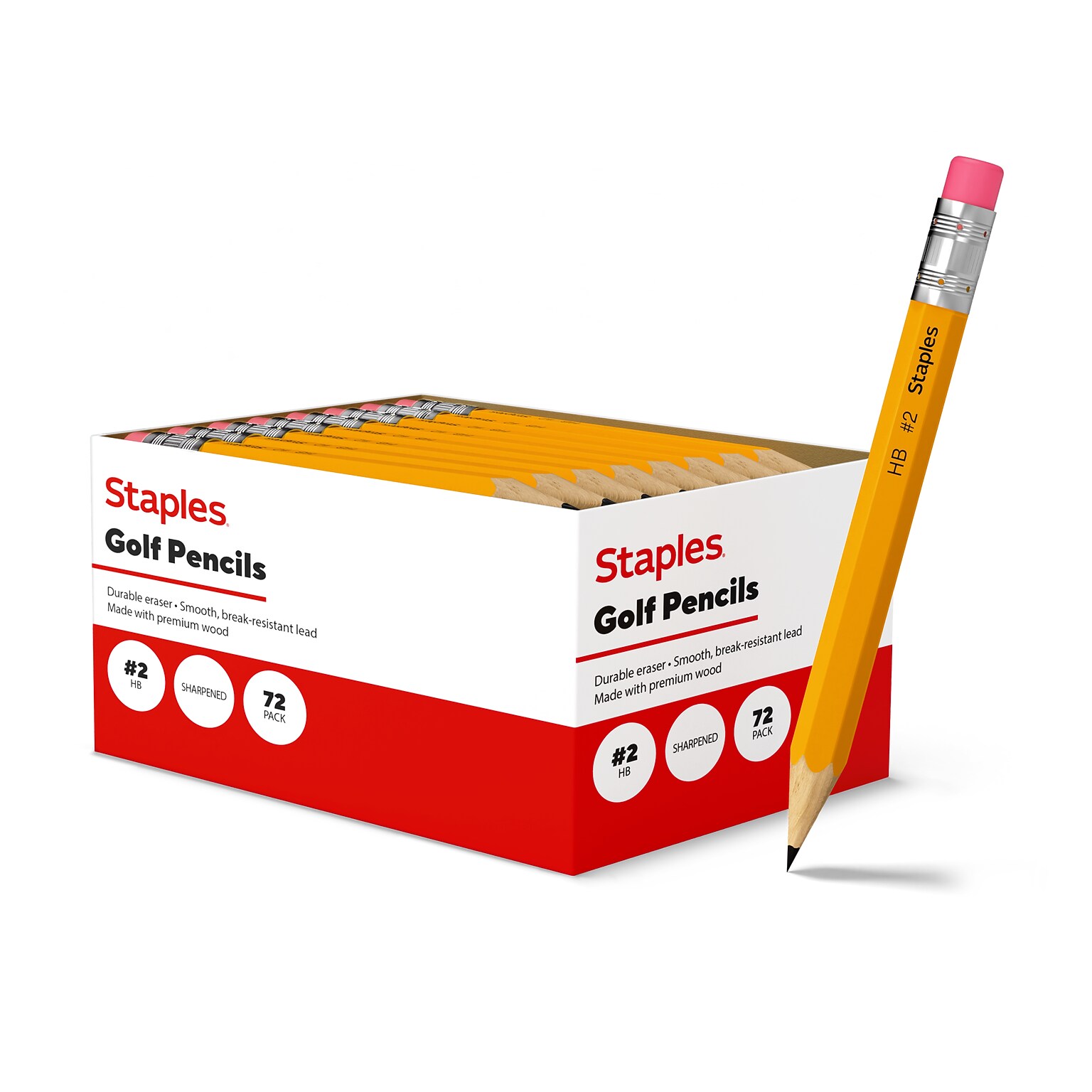 Staples Golf Pre-Sharpened Wooden Pencil, 2.2mm, #2 Medium Lead, 72/Pack (ST63546)