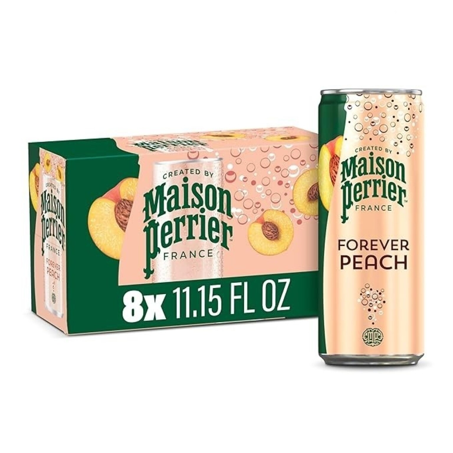 Perrier Flavored Peach Sparkling Mineral Water, 11.15 oz., 8 Cans/Pack (12350540)