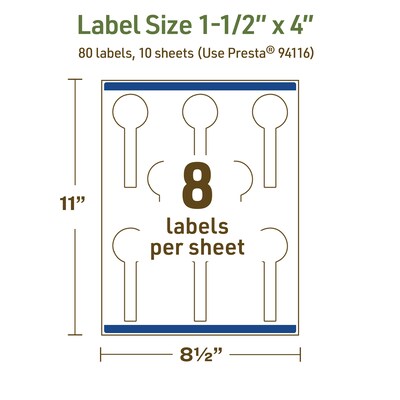 Avery Dissolvable Decorative Edge Multipurpose Labels, 1.5" x 4", Off-white, 80/Pack (94116)