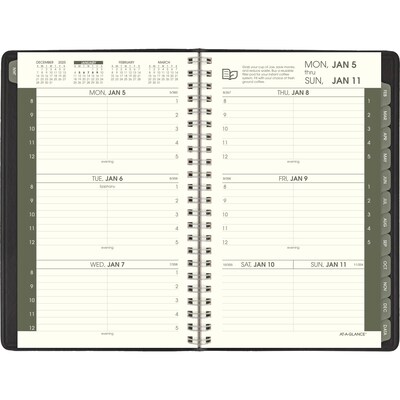 2026 AT-A-GLANCE Recycled 5 x 8 Weekly & Monthly Appointment Book Planner, Faux Leather Cover, Black (70-100G-05-26)