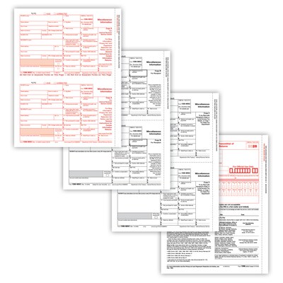 ComplyRight 2026 1099-MISC Tax Form, 4-Part, 2-Up, Copy A, B, C/2, 1096 Transmittal, 25/Pack (610325)