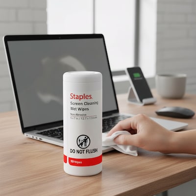 Staples Screen Cleaning Wipes, 100/Tub, 2 /Pack (ST61848)