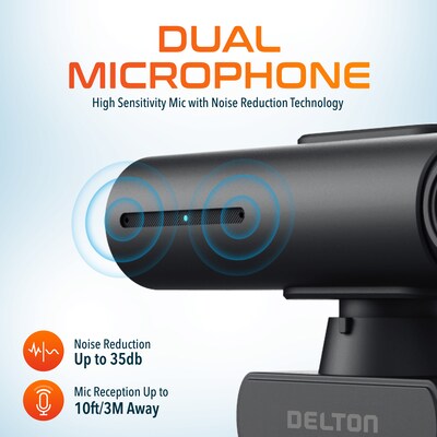Delton AIC60 UHD 4K Face Tracking and Gesture Controls Webcam, 8.3 Megapixels, Black, (DCAIC60)