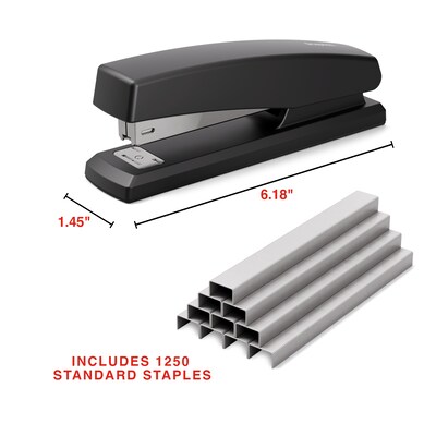 Staples Desktop Stapler, 20-Sheet Capacity, Staples Included, Black (ST63280)