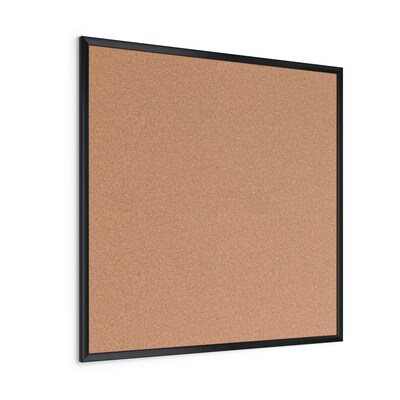 U Brands Cork Bulletin Board, Black Frame, 3' x 3' (2881U00-01)
