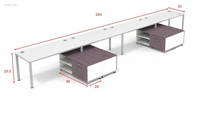 Boss Office Products Simple System 66W Desk with Storage Cabinet, White, 4/Set (SGSD011-202-WT)