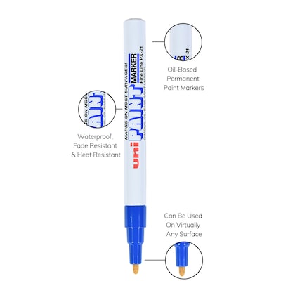 uni PAINT PX-21 Oil-Based Paint Markers, Fine Line, Blue (63703)