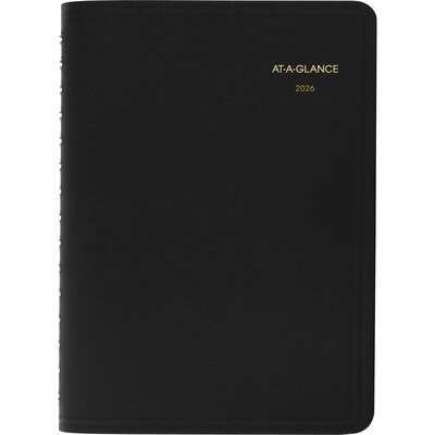 2026 AT-A-GLANCE My Day 5" x 8" Daily Appointment Book, Faux Leather Cover Black (70-207-05-26)