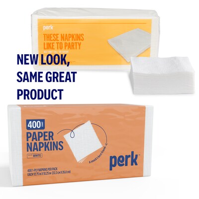 Perk™ Luncheon Lunch Napkin, 1-ply, White, 400 Napkins/Pack (PK28584)