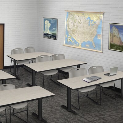 Regency Seating Cain 72 x 24 Training Table, Maple & 2 Zeng Stack Chairs, Grey (MTRCT7224PL44GY)