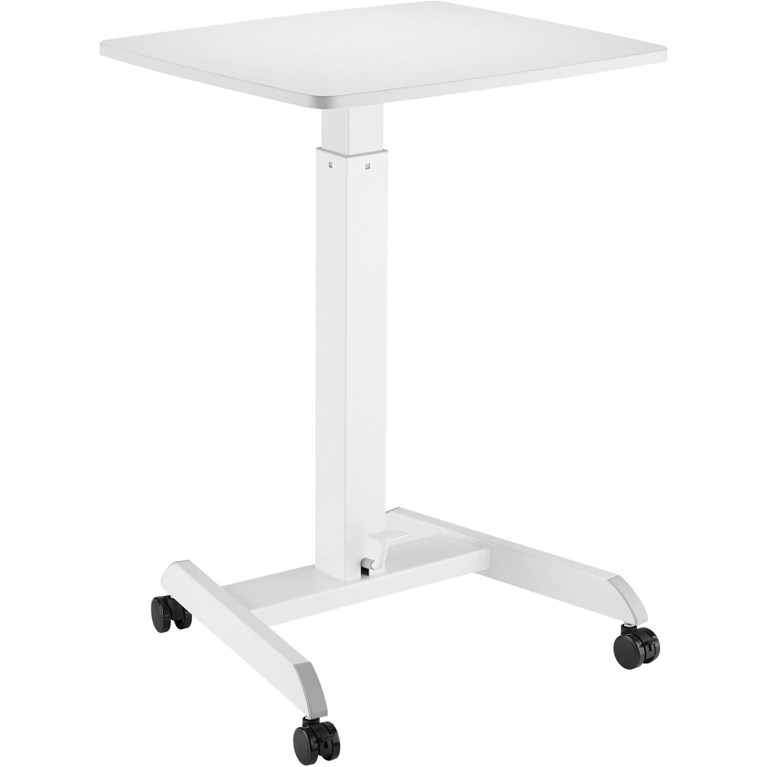 Kantek Mobile Sit-to-Stand Desk, 23.6W x 20.5D x 29.6 - 44.2H, White (KTKSTS300W)