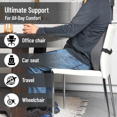 Mind Reader Memory Foam Ergonomic Lower Back Cushion Posture Corrector, Black/Blue (MEMCUSHGL-BLK)