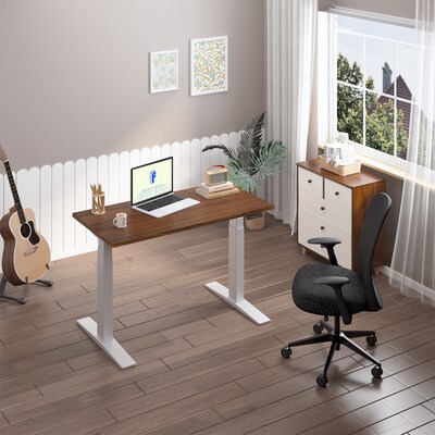 FlexiSpot E7 Commercial 48''W Electric Rectangular Adjustable Standing Desk, Black Walnut/White (E7WCOM4824-BW)