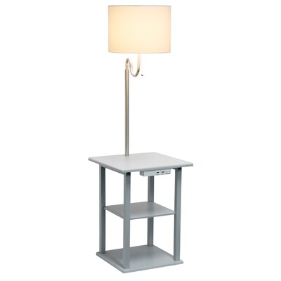 Simple Designs 57 Floor Lamp with Drum Shade, Gray (LF2016-GRY)