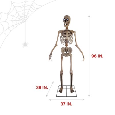 Haunted Hill Farm 8' Tall Motion-Activated Towering Skeleton (HHTWRSKEL-2FLSA)