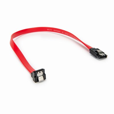 Rocstor Premium 1' Latching SATA to Right Angle SATA Data Cable, Male to Male, Red (Y10C857-RD)