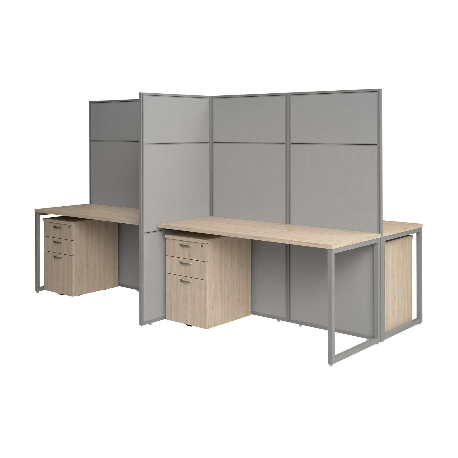 Bush Business Furniture Easy Office 66H x 119W 4 Person Back to Back Cubicle Panel Workstation, Natural Elm (EODH66SNE-03K)