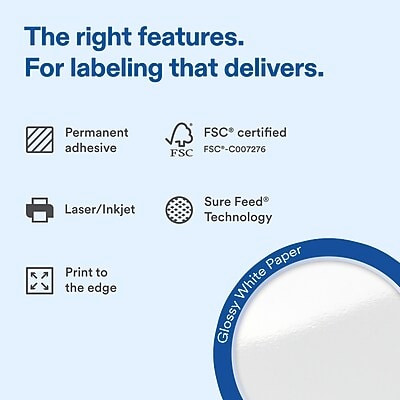 Avery Laser/Inkjet Sealing Labels, 5-1/8 x 4, White, 300 Labels/Box (19479370687)