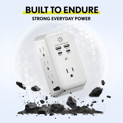 Overtime S90 11-in-1 Wall Outlet Extender Surge Protector with 7 AC Outlets and 4 USB Ports, White (OTWP7OS90)