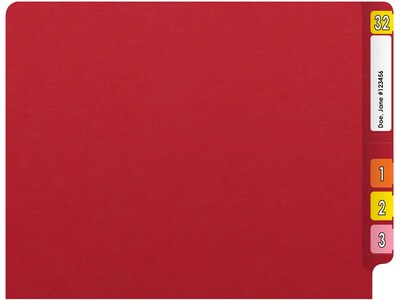 Medical Arts Press Reinforced End Tab File Folder, Straight Cut, Letter-Size, Red, 250/Carton (S-01602-RED-B)