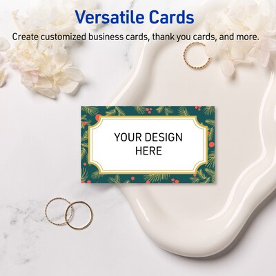 Avery Gold-Teal Berries Matte Blank Card, White, 80/Pack (S00-FEZ)