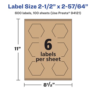 Avery Laser/Inkjet Decorative Edge Multipurpose Labels, 2-1/2" x 2-57/64", Kraft Brown, 600 Labels/Box ( 94121)